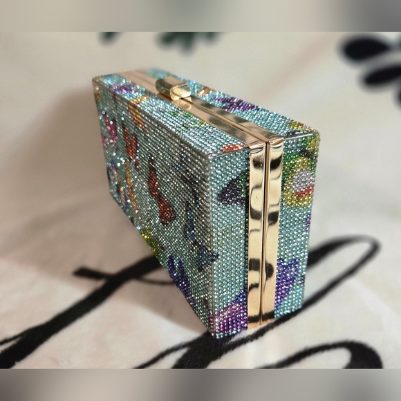 NWOT Butterfly Rhinestone Clutch (Green) - Picture 4 of 10